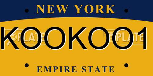 KOOKOO1 New York License Plate