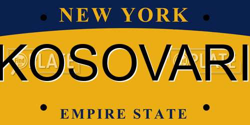 KOSOVARI New York License Plate