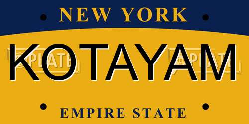 KOTAYAM New York License Plate