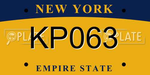 KP063 New York License Plate