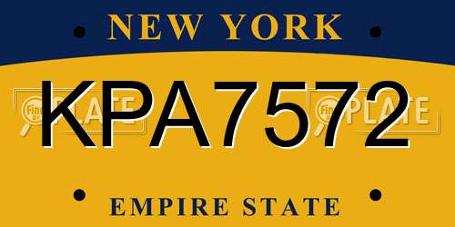 KPA7572 New York License Plate