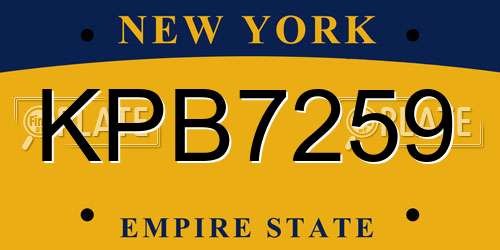 KPB7259 New York License Plate