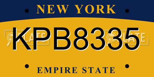 KPB8335 New York License Plate
