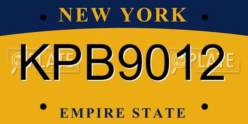 KPB9012 New York License Plate