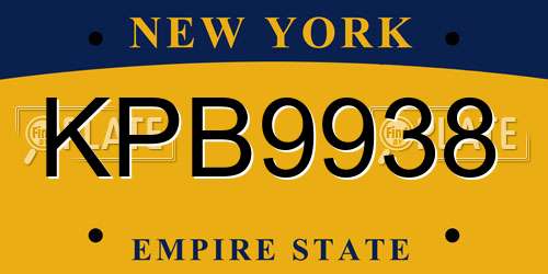 KPB9938 New York License Plate