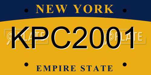 KPC2001 New York License Plate
