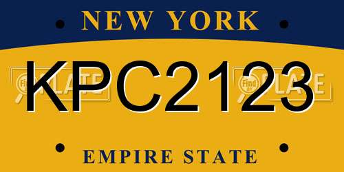 KPC2123 New York License Plate
