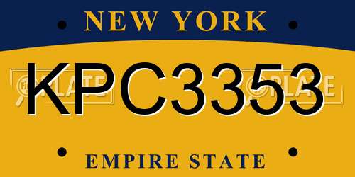 KPC3353 New York License Plate