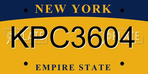 KPC3604 New York License Plate