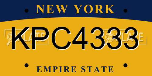 KPC4333 New York License Plate