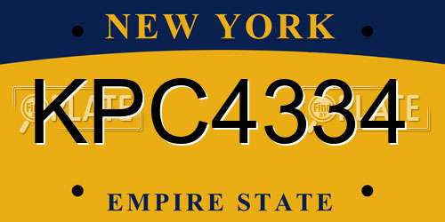 KPC4334 New York License Plate