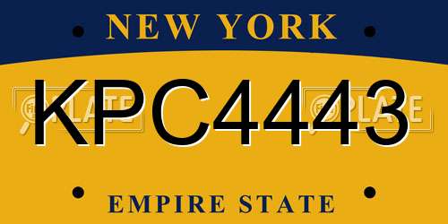 KPC4443 New York License Plate