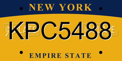 KPC5488 New York License Plate
