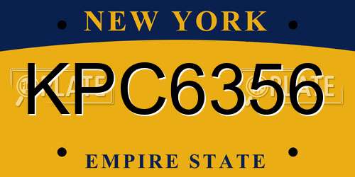 KPC6356 New York License Plate