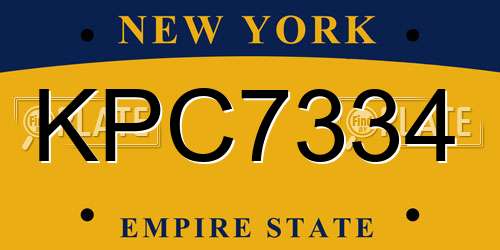 KPC7334 New York License Plate