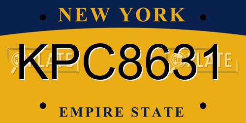 KPC8631 New York License Plate