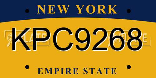 KPC9268 New York License Plate