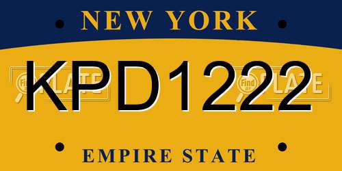 KPD1222 New York License Plate
