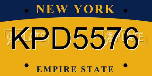 KPD5576 New York License Plate