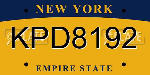 KPD8192 New York License Plate