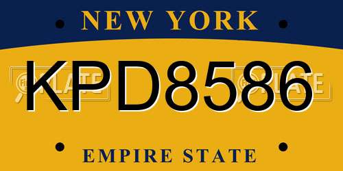 KPD8586 New York License Plate