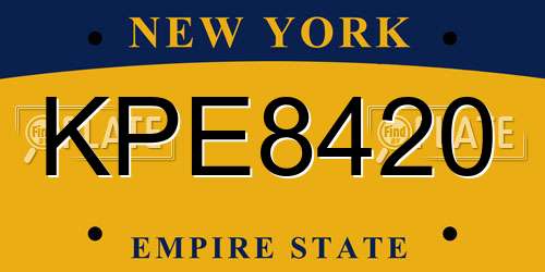 KPE8420 New York License Plate