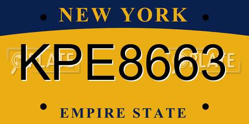 KPE8663 New York License Plate
