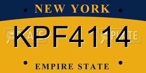 KPF4114 New York License Plate