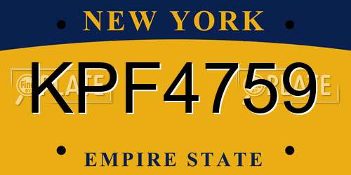 KPF4759 New York License Plate