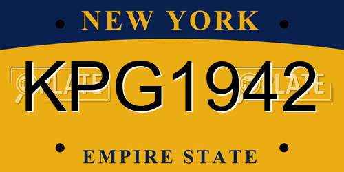 KPG1942 New York License Plate