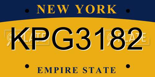 KPG3182 New York License Plate