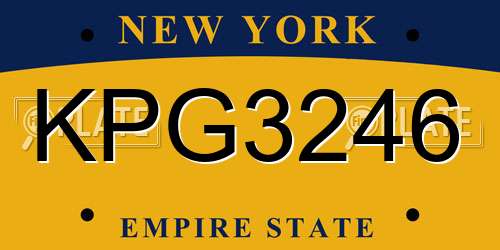 KPG3246 New York License Plate