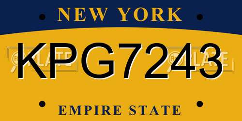KPG7243 New York License Plate