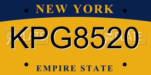 KPG8520 New York License Plate