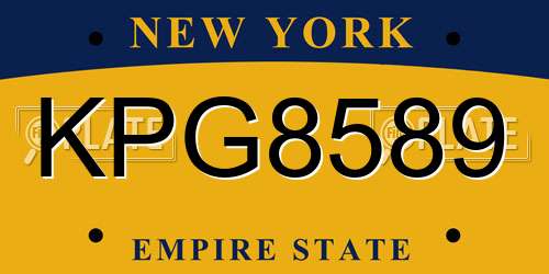 KPG8589 New York License Plate
