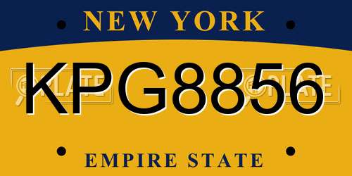 KPG8856 New York License Plate
