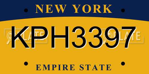 KPH3397 New York License Plate
