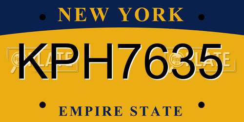 KPH7635 New York License Plate