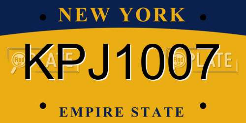 KPJ1007 New York License Plate