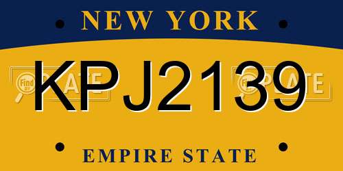 KPJ2139 New York License Plate