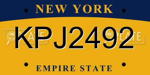 KPJ2492 New York License Plate