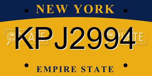 KPJ2994 New York License Plate