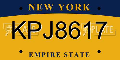 KPJ8617 New York License Plate