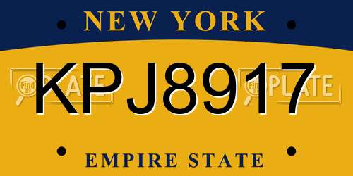 KPJ8917 New York License Plate