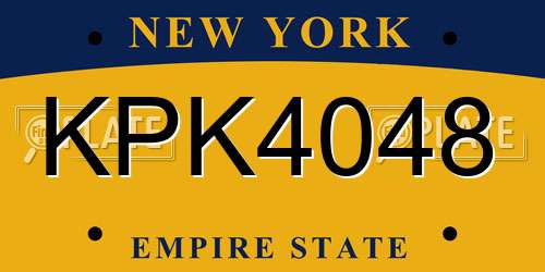 KPK4048 New York License Plate