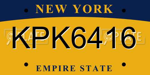 KPK6416 New York License Plate