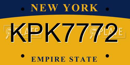 KPK7772 New York License Plate