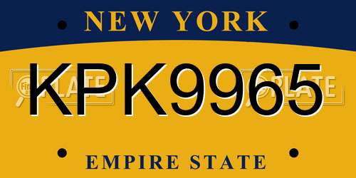 KPK9965 New York License Plate