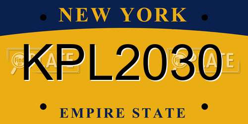 KPL2030 New York License Plate