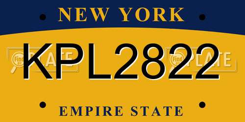 KPL2822 New York License Plate